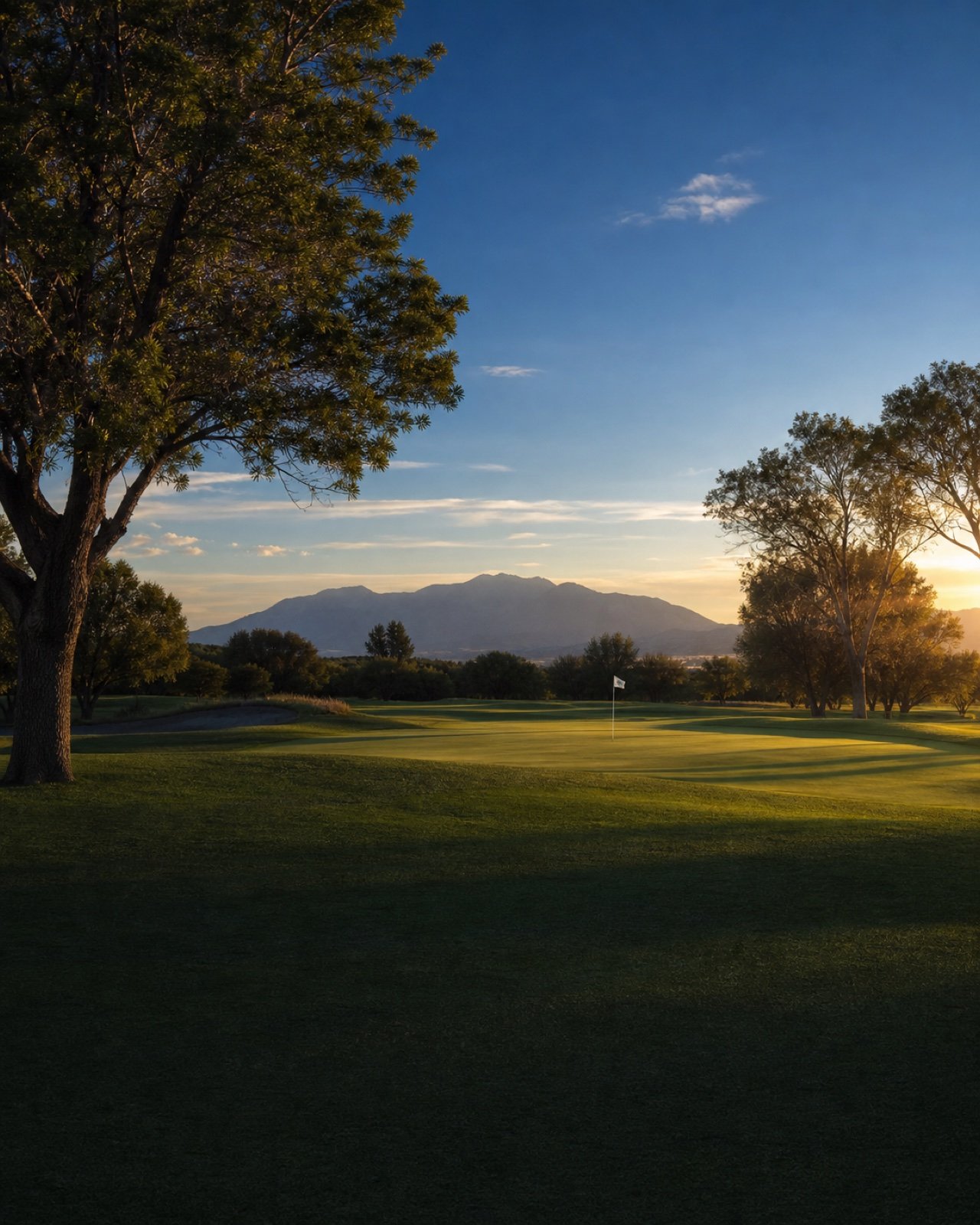 Campo de golf al atardecer